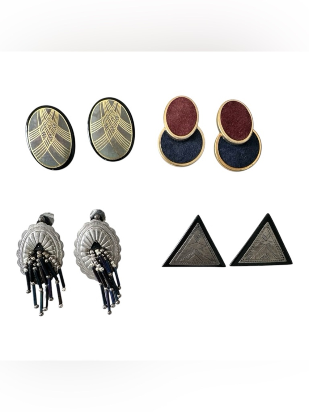 4 Pair of 1980’s Pierced Earrings